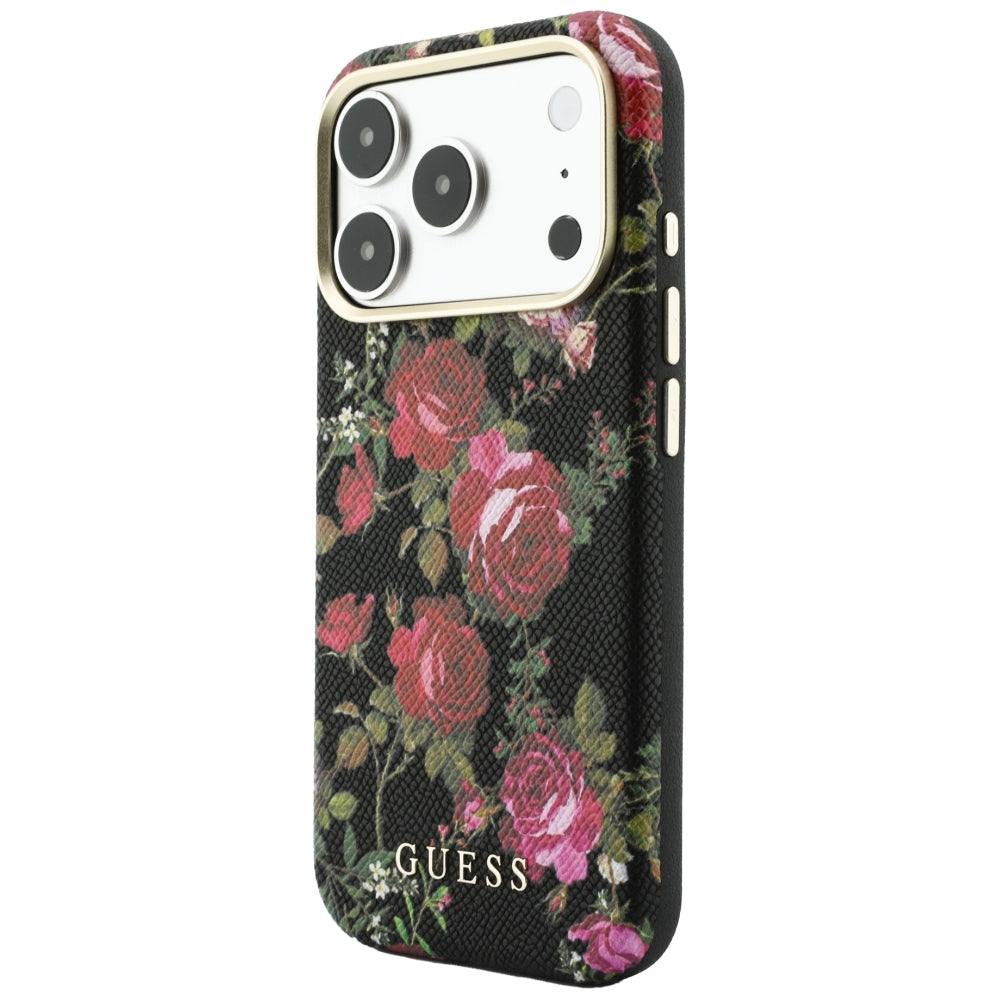 MagSafe maska za Apple iPhone 18 Pro / 17 Pro, Guess, Blossom Roses Print, crna