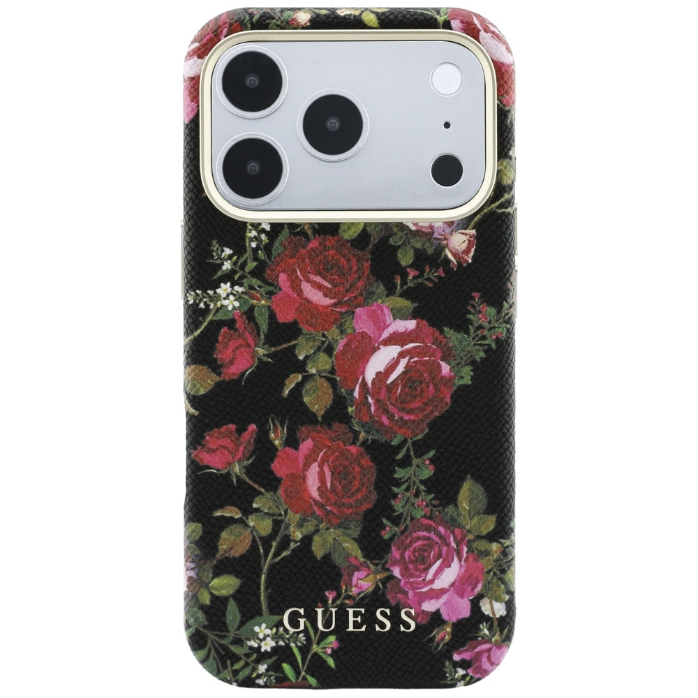 MagSafe maska za Apple iPhone 18 Pro / 17 Pro, Guess, Blossom Roses Print, crna