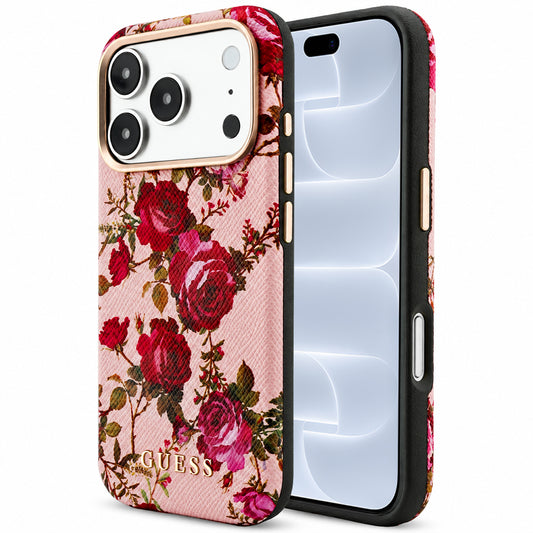 MagSafe maska za Apple iPhone 18 Pro / 17 Pro, Guess, Blossom Roses Print, roze