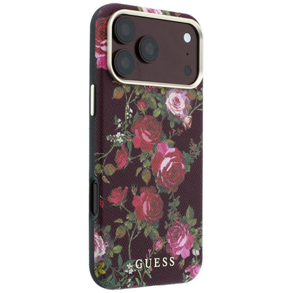 MagSafe maska za Apple iPhone 18 Pro / 17 Pro, Guess, Blossom Roses Print, bordo