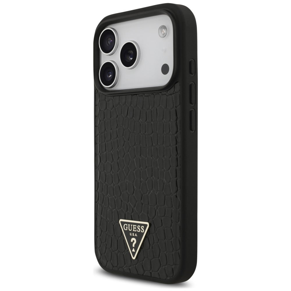 MagSafe maska za Apple iPhone 18 Pro / 17 Pro, Guess, Croco Triangle Logo, crna