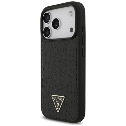 MagSafe maska za Apple iPhone 18 Pro / 17 Pro, Guess, Croco Triangle Logo, crna