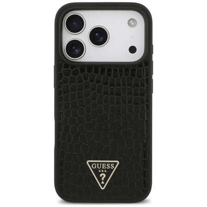 MagSafe maska za Apple iPhone 18 Pro / 17 Pro, Guess, Croco Triangle Logo, crna