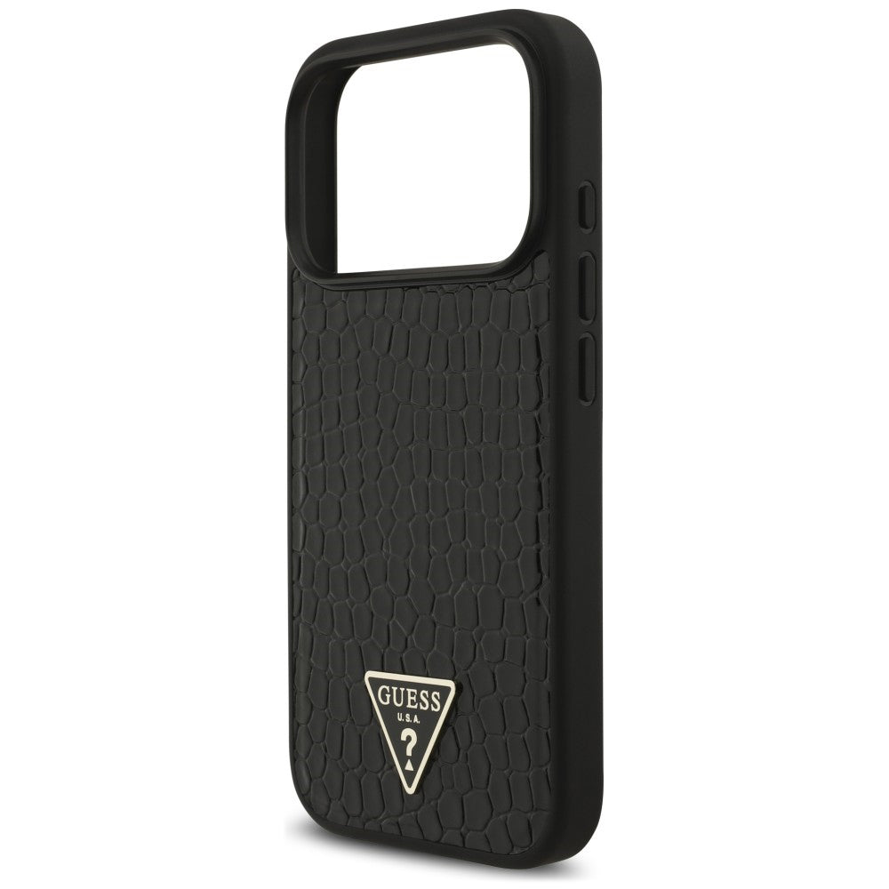 MagSafe maska za Apple iPhone 18 Pro / 17 Pro, Guess, Croco Triangle Logo, crna