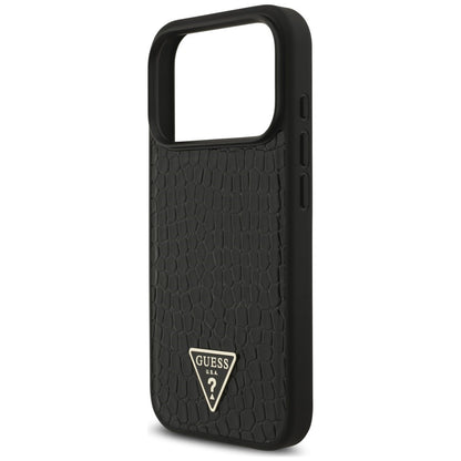 MagSafe maska za Apple iPhone 18 Pro / 17 Pro, Guess, Croco Triangle Logo, crna