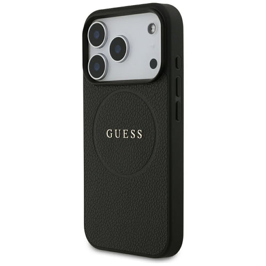 MagSafe futrola za Apple iPhone 18 Pro / 17 Pro, Guess, Grained Gold Ring, Crna