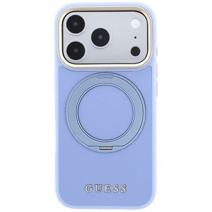 MagSafe maska za Apple iPhone 18 Pro / 17 Pro, Guess, Grained Ring Stand 360 Classic, plava