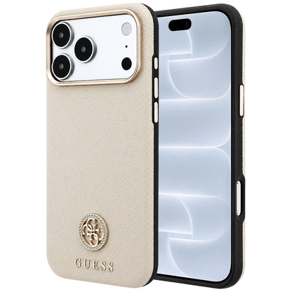 MagSafe futrola za Apple iPhone 18 Pro / 17 Pro, Guess, Grained Round Strass Logo, Bež
