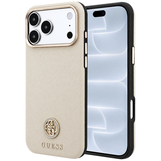 MagSafe futrola za Apple iPhone 18 Pro / 17 Pro, Guess, Grained Round Strass Logo, Bež