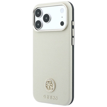 MagSafe futrola za Apple iPhone 18 Pro / 17 Pro, Guess, Grained Round Strass Logo, Bež