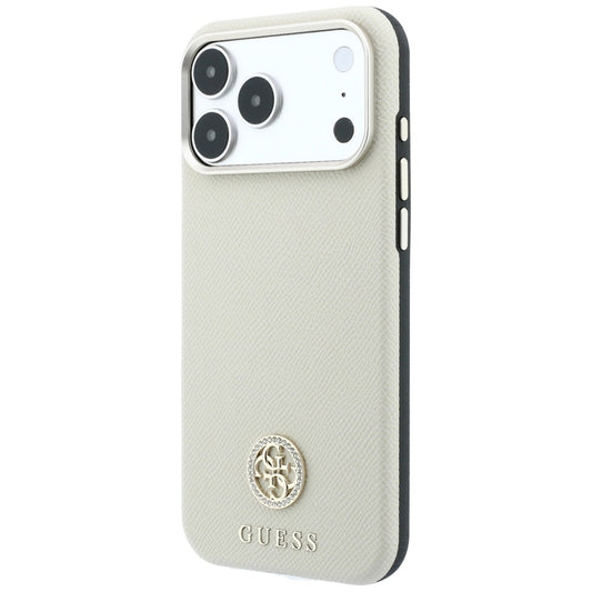 MagSafe futrola za Apple iPhone 18 Pro / 17 Pro, Guess, Grained Round Strass Logo, Bež