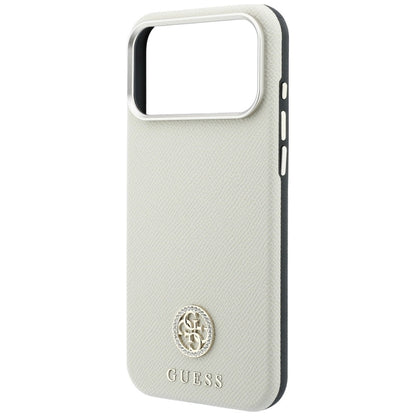 MagSafe futrola za Apple iPhone 18 Pro / 17 Pro, Guess, Grained Round Strass Logo, Bež