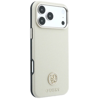 MagSafe futrola za Apple iPhone 18 Pro / 17 Pro, Guess, Grained Round Strass Logo, Bež