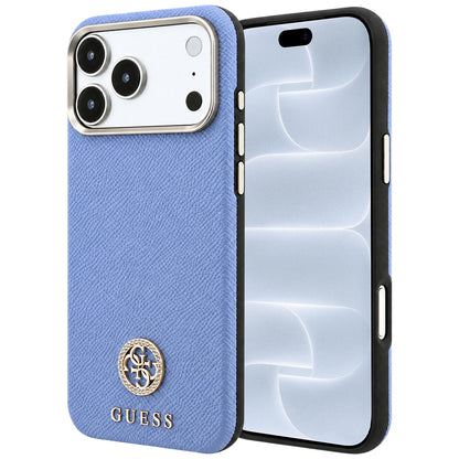 MagSafe futrola za Apple iPhone 18 Pro / 17 Pro, Guess, Grained Round Strass Logo, Plava