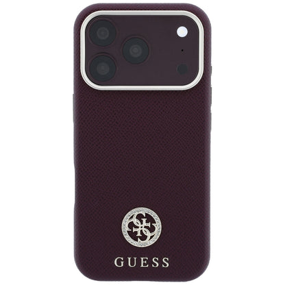 MagSafe futrola za Apple iPhone 18 Pro / 17 Pro, Guess, Grained Round Strass Logo, Bordo