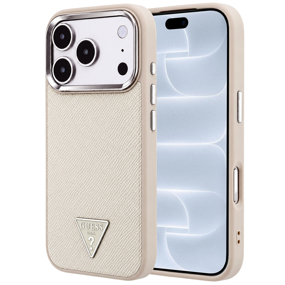 MagSafe futrola za Apple iPhone 18 Pro / 17 Pro, Guess, Grained Triangle Logo, Bež