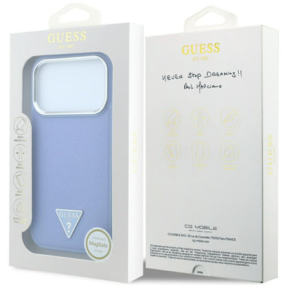 MagSafe futrola za Apple iPhone 18 Pro / 17 Pro, Guess, Grained Triangle Logo, Plava