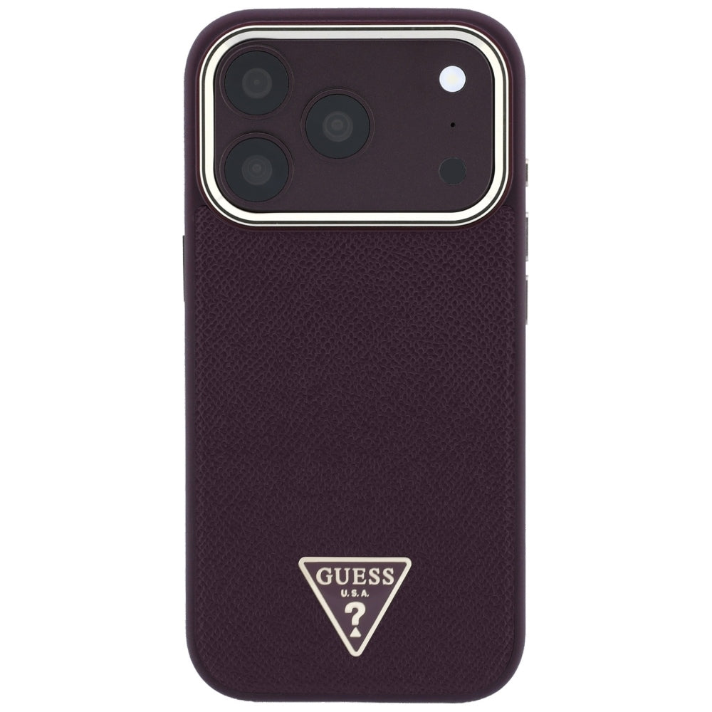 MagSafe futrola za Apple iPhone 18 Pro / 17 Pro, Guess, Grained Triangle Logo, Bordo