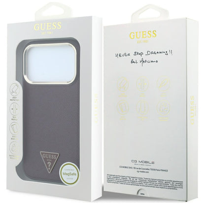 MagSafe futrola za Apple iPhone 18 Pro / 17 Pro, Guess, Grained Triangle Logo, Bordo