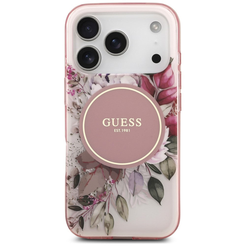 MagSafe maska za Apple iPhone 18 Pro / 17 Pro, Guess, IML Flower & Tonal Circle, roze