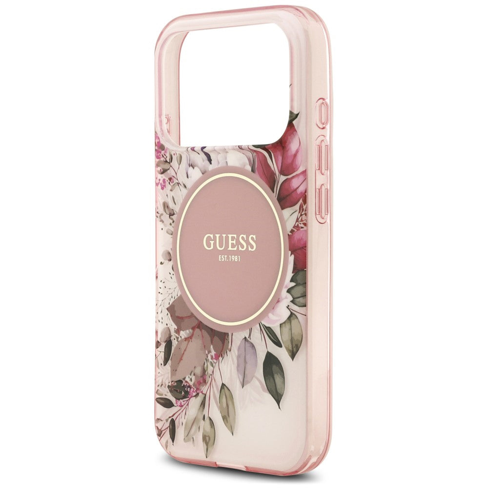 MagSafe maska za Apple iPhone 18 Pro / 17 Pro, Guess, IML Flower & Tonal Circle, roze