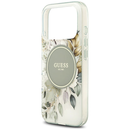 MagSafe maska za Apple iPhone 18 Pro / 17 Pro, Guess, IML Flower & Tonal Circle, zelena