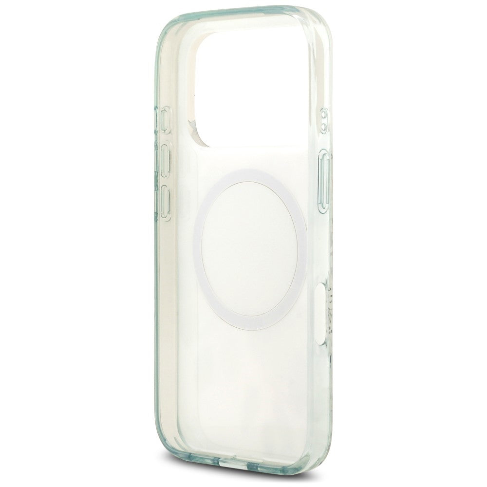 MagSafe maska za Apple iPhone 18 Pro / 17 Pro, Guess, IML Flower & Tonal Circle, zelena