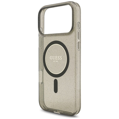 MagSafe maska za Apple iPhone 18 Pro / 17 Pro, Guess, IML Glitter with Pearl Strap, crna