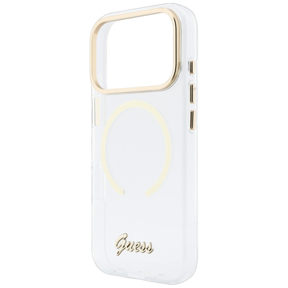 MagSafe maska za Apple iPhone 18 Pro / 17 Pro, Guess, IML Script Metal, providna