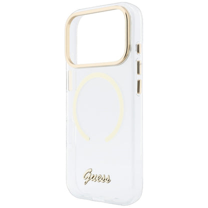 MagSafe maska za Apple iPhone 18 Pro / 17 Pro, Guess, IML Script Metal, providna