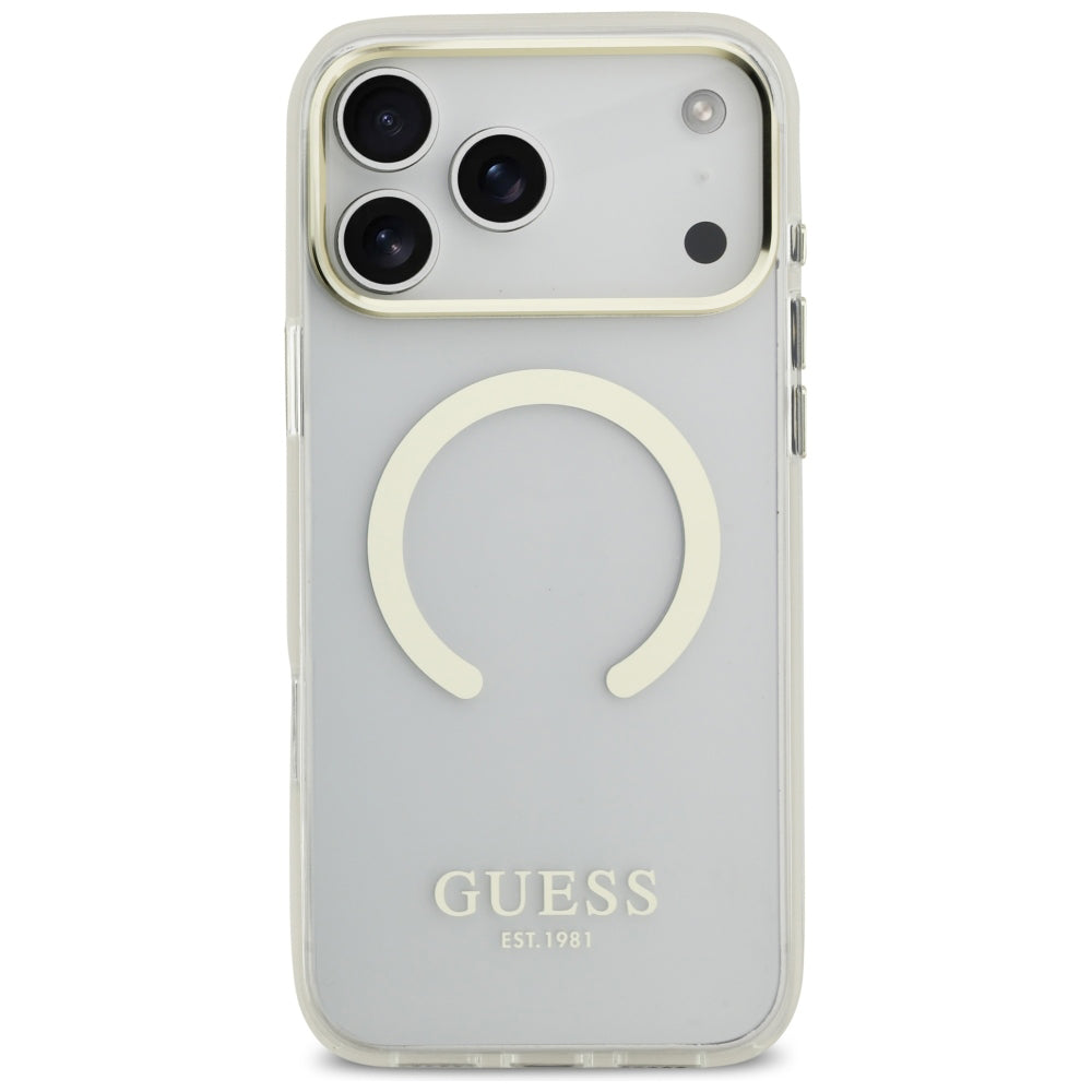 MagSafe futrola za Apple iPhone 18 Pro / 17 Pro, Guess, Metal Outline, Zlatna
