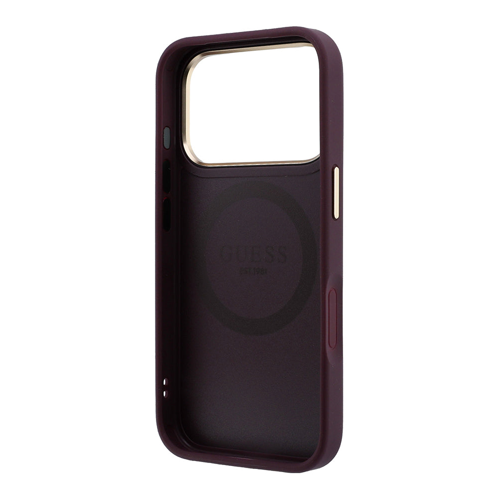 MagSafe futrola za Apple iPhone 18 Pro / 17 Pro, Guess, Peony 4G Small Logo, Bordo
