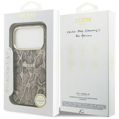 MagSafe futrola za Apple iPhone 18 Pro / 17 Pro, Guess, Python Pattern, Braon