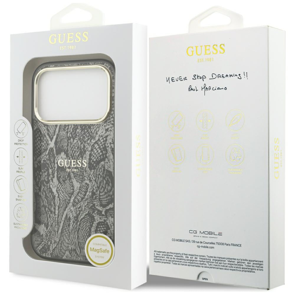 MagSafe futrola za Apple iPhone 18 Pro / 17 Pro, Guess, Python Pattern, Crna