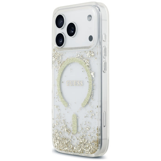 MagSafe futrola za Apple iPhone 18 Pro / 17 Pro, Guess, Resin Bottom Glitter, Zlatna