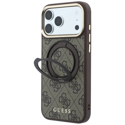 MagSafe futrola za Apple iPhone 18 Pro / 17 Pro, Guess, Ring Stand 360 4G Classic Logo, Braon