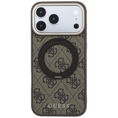 MagSafe futrola za Apple iPhone 18 Pro / 17 Pro, Guess, Ring Stand 360 4G Classic Logo, Braon