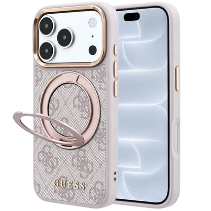 MagSafe futrola za Apple iPhone 18 Pro / 17 Pro, Guess, Ring Stand 360 4G Classic Logo, Roze