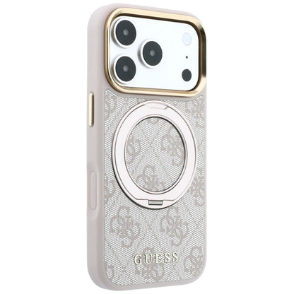 MagSafe futrola za Apple iPhone 18 Pro / 17 Pro, Guess, Ring Stand 360 4G Classic Logo, Roze
