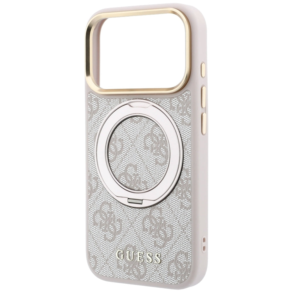 MagSafe futrola za Apple iPhone 18 Pro / 17 Pro, Guess, Ring Stand 360 4G Classic Logo, Roze