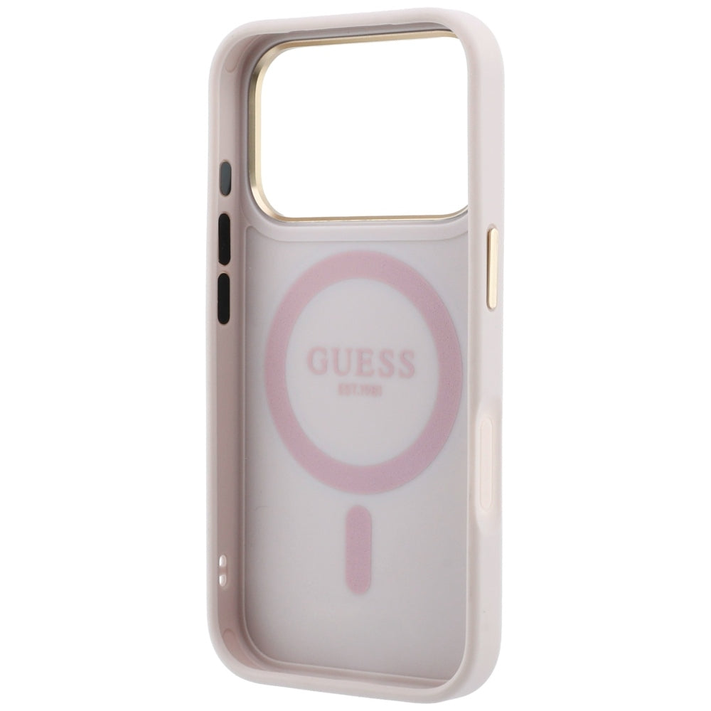 MagSafe futrola za Apple iPhone 18 Pro / 17 Pro, Guess, Ring Stand 360 4G Classic Logo, Roze