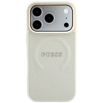 MagSafe maska za Apple iPhone 18 Pro / 17 Pro, Guess, Saffiano Peony Ring, bež