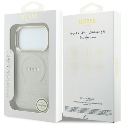 MagSafe maska za Apple iPhone 18 Pro / 17 Pro, Guess, Saffiano Peony Ring, bež