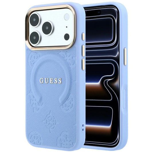 MagSafe futrola za Apple iPhone 18 Pro / 17 Pro, Guess, Saffiano Peony Ring, Plava
