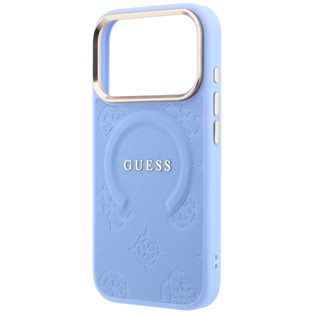 MagSafe futrola za Apple iPhone 18 Pro / 17 Pro, Guess, Saffiano Peony Ring, Plava