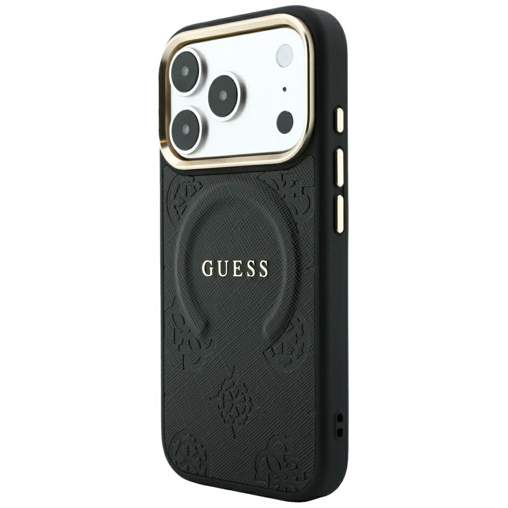MagSafe futrola za Apple iPhone 18 Pro / 17 Pro, Guess, Saffiano Peony Ring, Crna