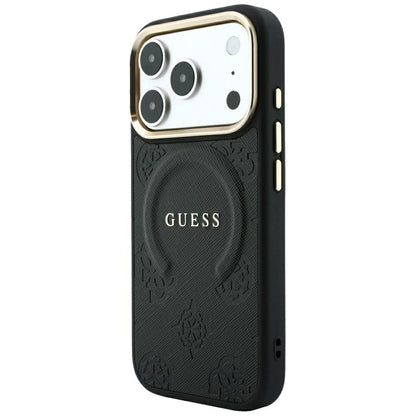 MagSafe futrola za Apple iPhone 18 Pro / 17 Pro, Guess, Saffiano Peony Ring, Crna