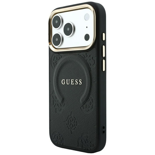 MagSafe futrola za Apple iPhone 18 Pro / 17 Pro, Guess, Saffiano Peony Ring, Crna
