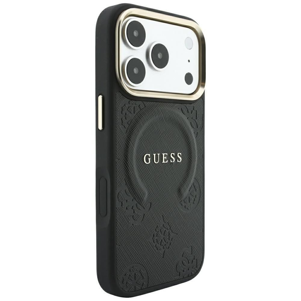 MagSafe futrola za Apple iPhone 18 Pro / 17 Pro, Guess, Saffiano Peony Ring, Crna