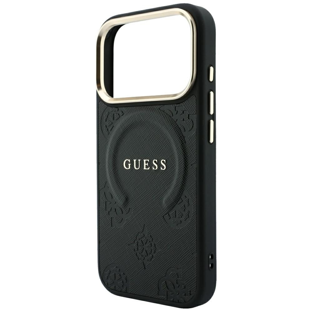 MagSafe futrola za Apple iPhone 18 Pro / 17 Pro, Guess, Saffiano Peony Ring, Crna